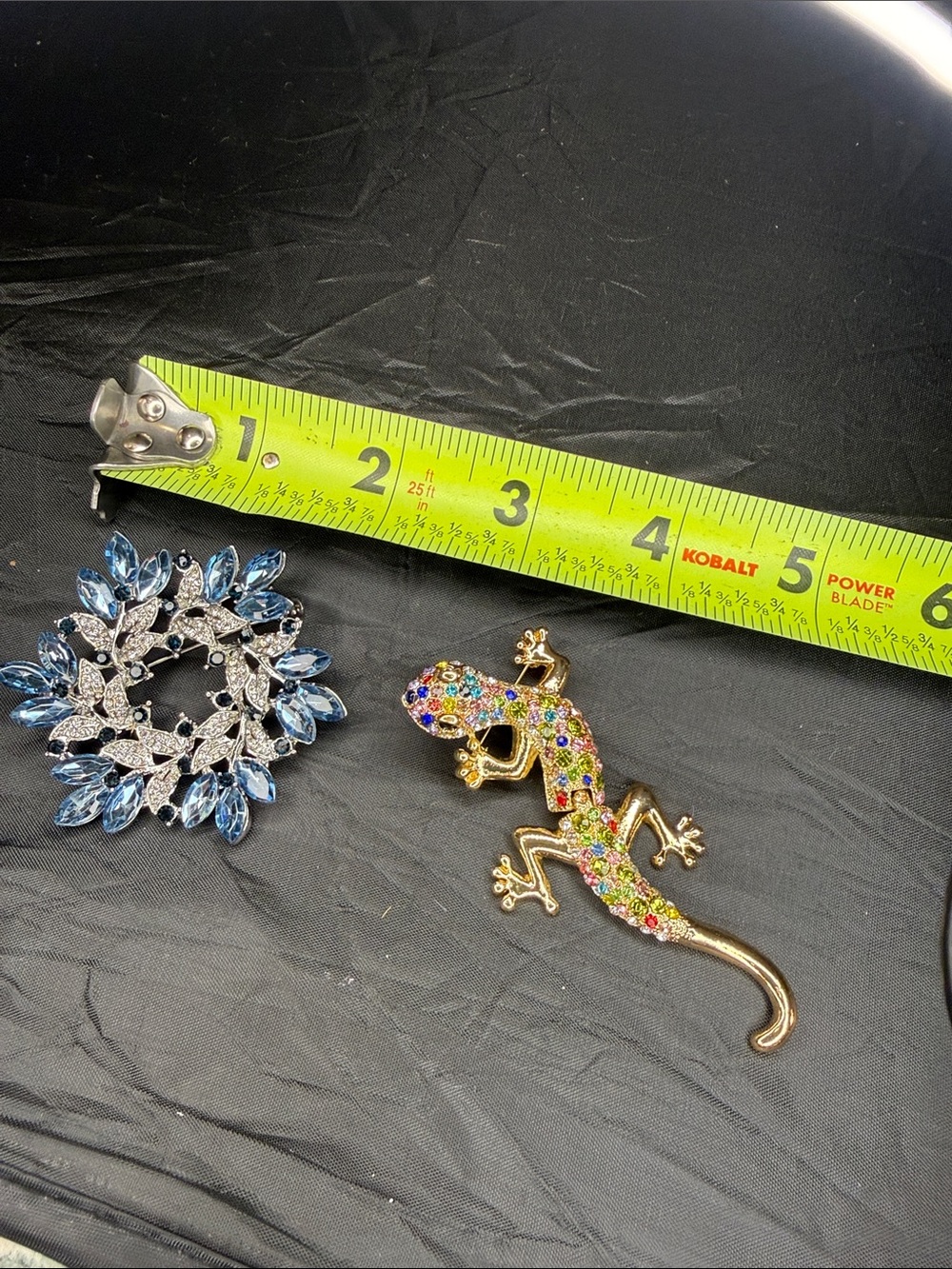 Gold Multicolor Crystal Lizard Brooch - Women's Jewelry